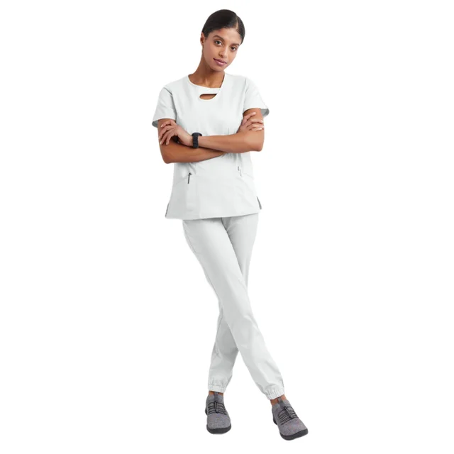 Short Sleeve Hollow Work Clothes Hospital Operating Room Hand washing Clothes Suit White - Shop at LoveMi