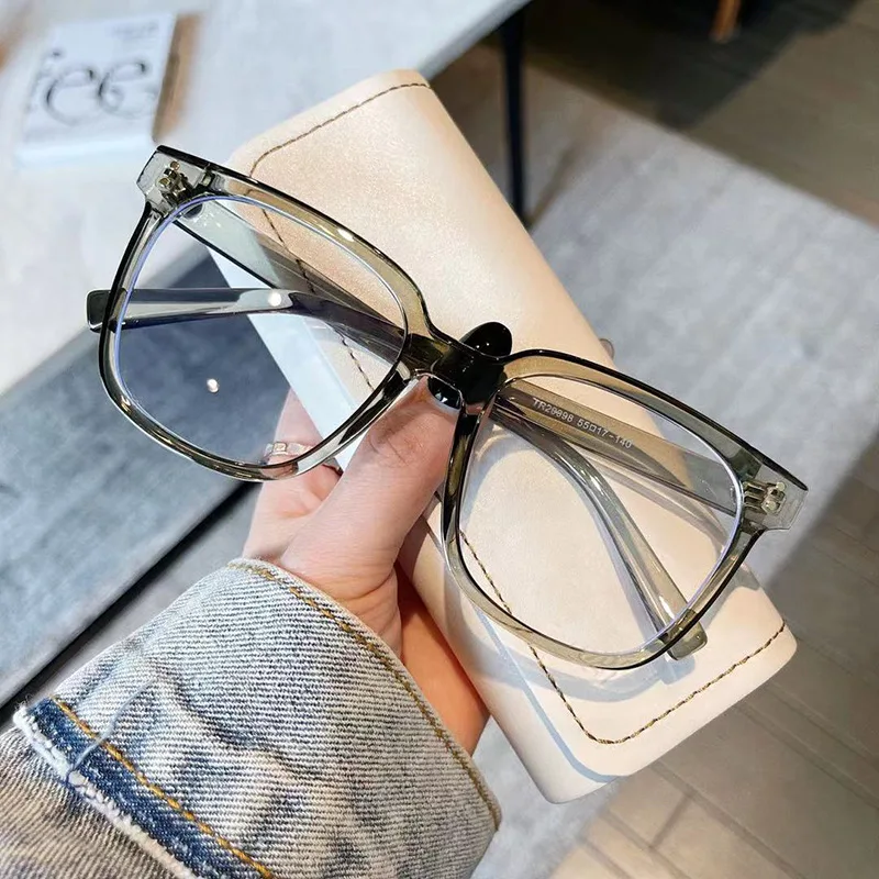 Large Frame Anti Blue-ray Glasses Personality Rivets - Transparent Grey