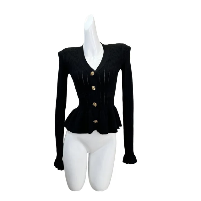 Women's Knitted Cardigan Jacket Thin Black Black - Shop at LoveMi