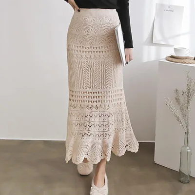 Handmade Hook Lace Cutout Long Fishtail Skirt Style 1 - Shop at LoveMi
