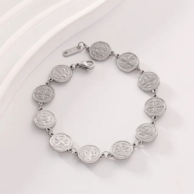 Women's Niche Design Circle Steel Ball Portrait Bracelet Steel Color - Shop at LoveMi