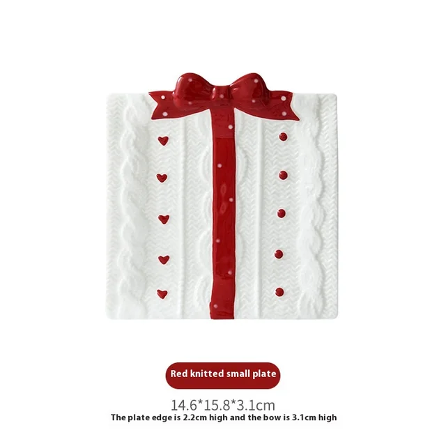 Exquisite Gift Plate Bowknot Candy Square Plate Afternoon Party Wedding Multifunctional Small Kit Dolomite - Shop at LoveMi