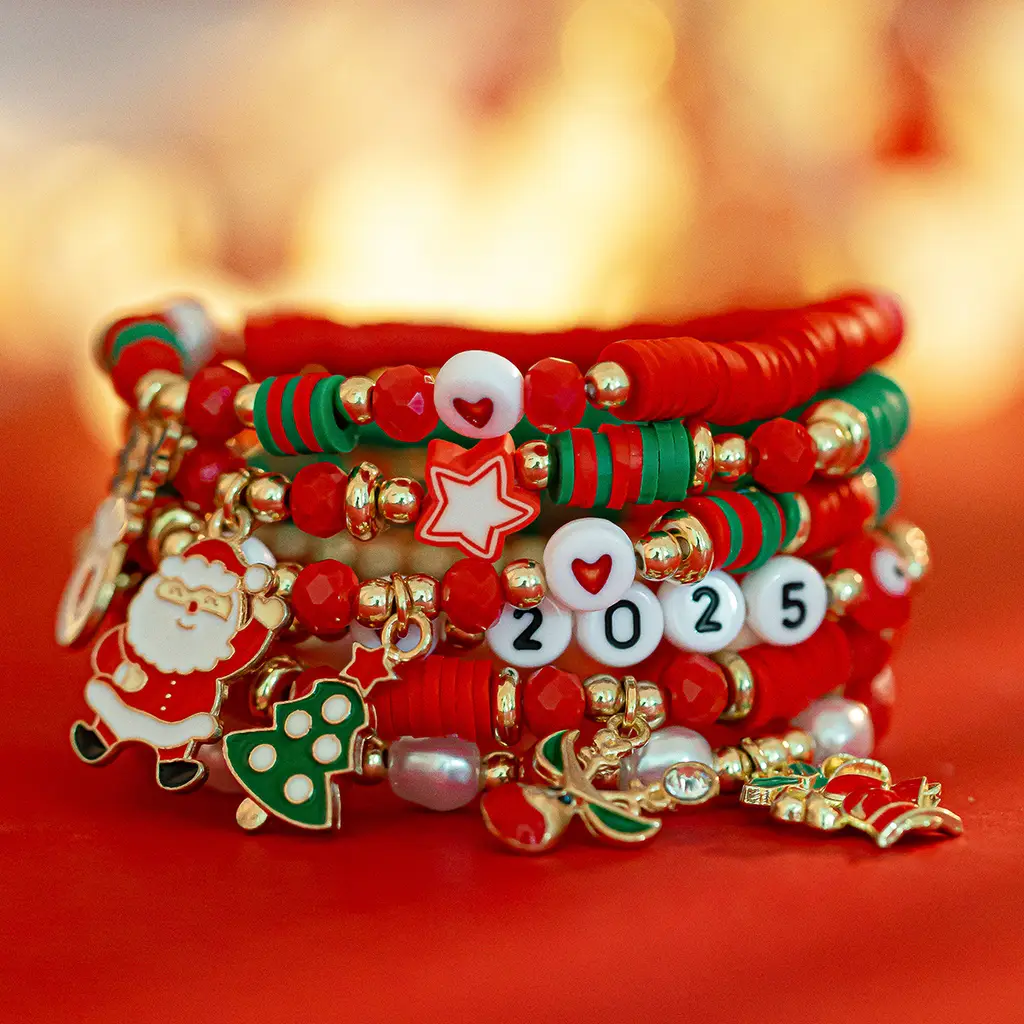Christmas Candy Polymer Clay CCB Bracelet Suit - 04 Mixed Color Suit 5602