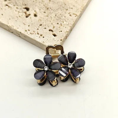 Mini Flowers Small Hair Accessory Hair Accessories Trumpet Simplicity Black Double Flower - Shop at LoveMi