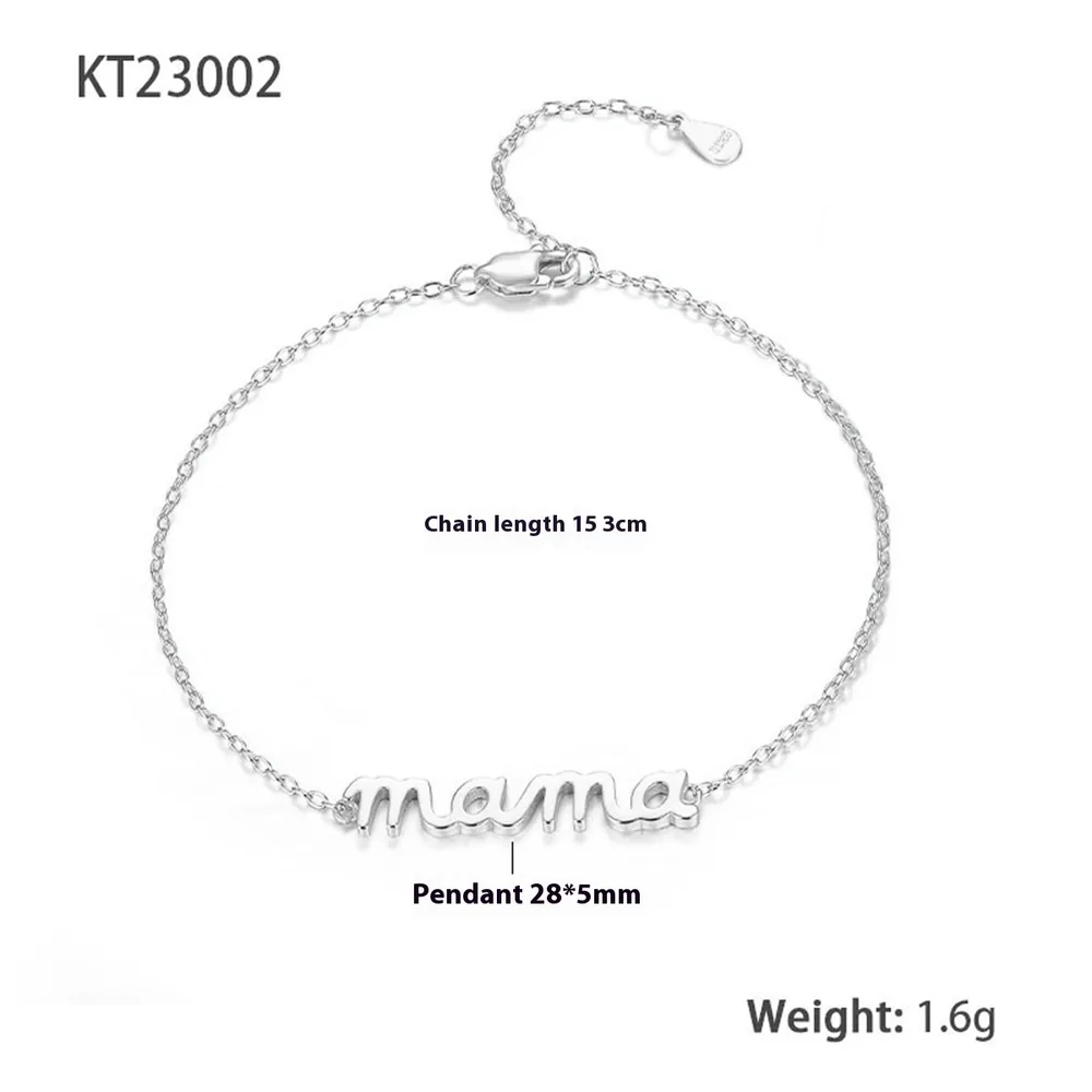 New 925 Silver All Match Minimalism Glossy Letter Niche Design Bracelet - Silvery