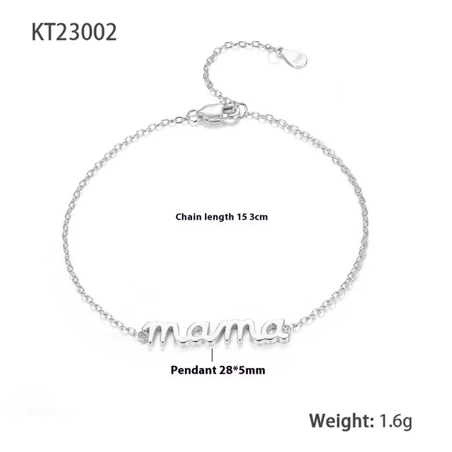 New 925 Silver All Match Minimalism Glossy Letter Niche Design Bracelet Silvery - Shop at LoveMi