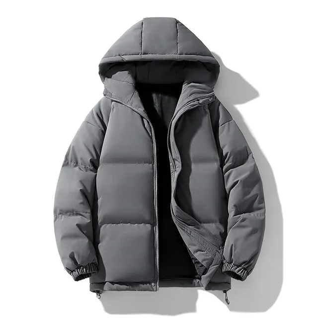 Winter Loose Hooded Cotton padded Jacket Thick Gray - Shop at LoveMi