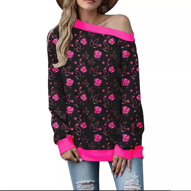 Women's Valentine's Day Pattern Printed Long Sleeve Loose Shoulder Sweater Sgoj101910 - Shop at LoveMi