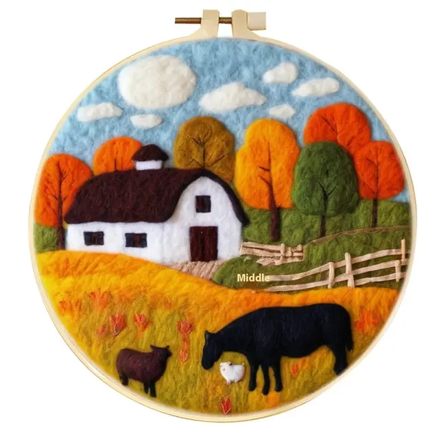 Wool Felt Painting With Embroidery Frame Needle Felt Supplies Suitable For Beginners Style253 - Shop at LoveMi