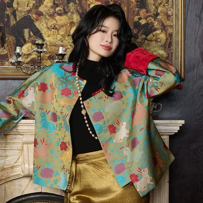 New Elegant High grade Top Jacquard Short Women Floral Coat - Shop at LoveMi