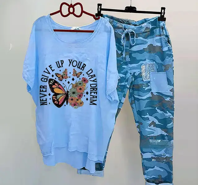 Women's Printed Wear Fashion Two piece Suit 1341053 Butterfly Blue - Shop at LoveMi