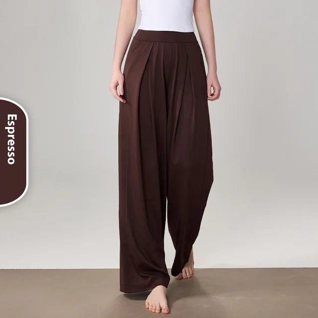 Loose Wide leg Straight Pants Women's High Waist Yoga Trousers Distilled Coffee - Shop at LoveMi