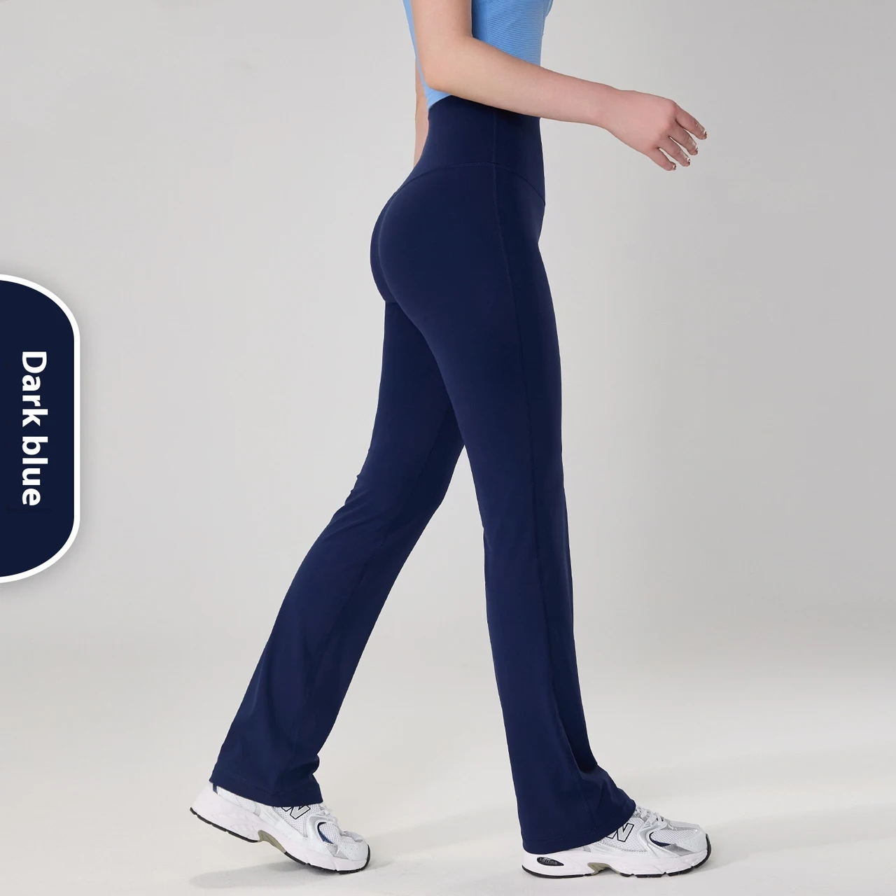 Nude Feel High Waist Hip Lift Bootcut Trousers Female Yoga Pants - Deep Sea Blue
