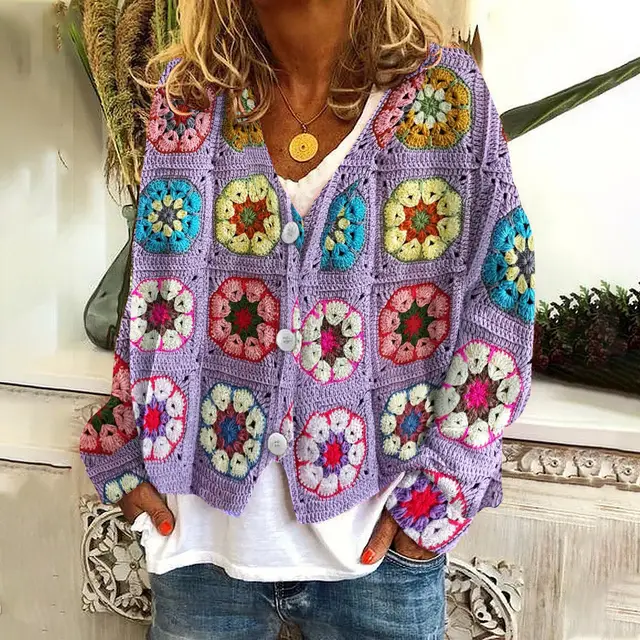 Christmas Abstract Printing Casual Cloak Coat Cardigan Sweater Qs216 - Shop at LoveMi