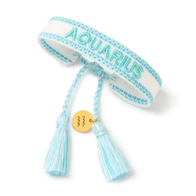 Twelve Constellations Bracelets Embroidery Letters Woven Hand Strap Aquarius - Shop at LoveMi