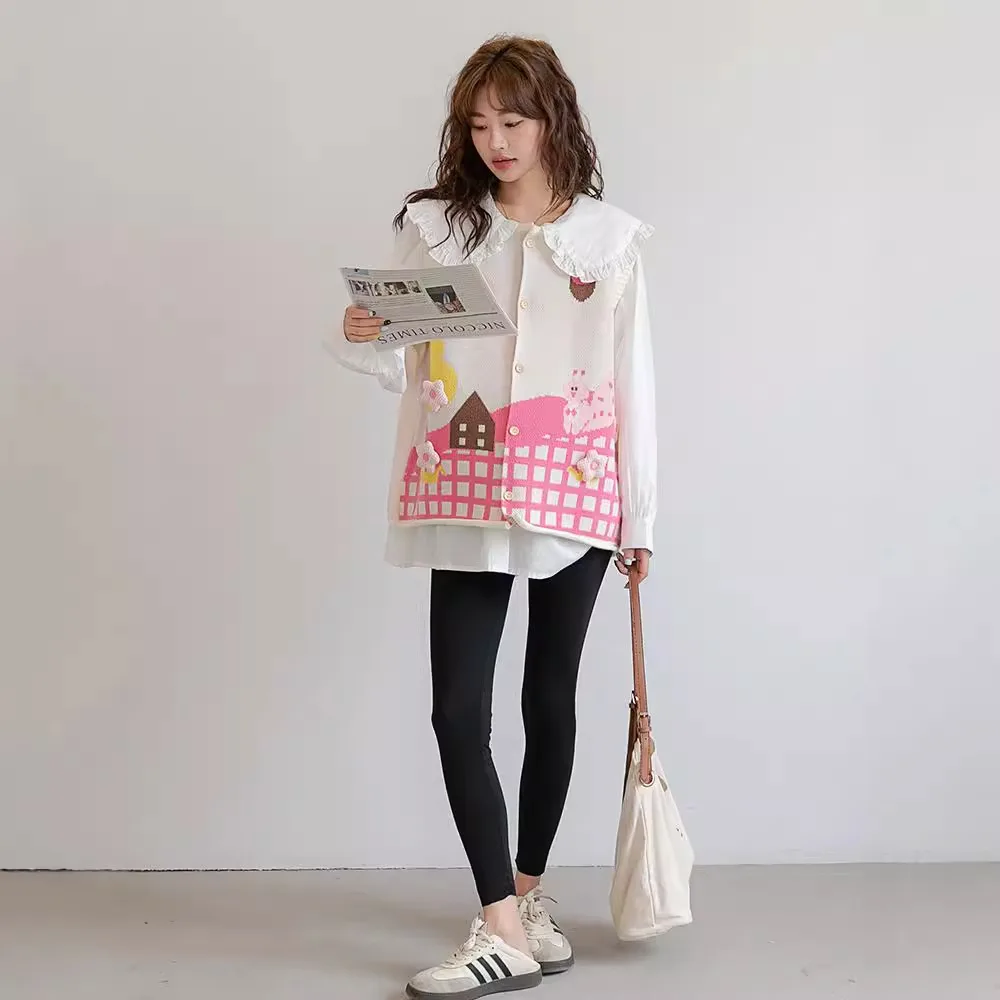 Fall Winter Fashion Loose Mid length Plus Size Casual Cute Sweater White - Shop at LoveMi