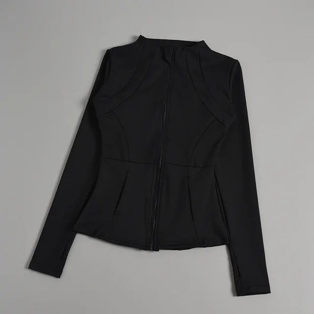 Autumn And Winter Professional Yoga Sports Coat Female Zipper Cardigan Suit Black - Shop at LoveMi