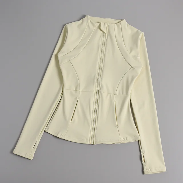 Autumn And Winter Professional Yoga Sports Coat Female Zipper Cardigan Suit Milk Coffee Color - Shop at LoveMi