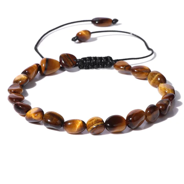 Natural Stone Traveling Irregular Beads Bracelet Men's Retro Simple Wax Line Woven Fk0473 - Shop at LoveMi