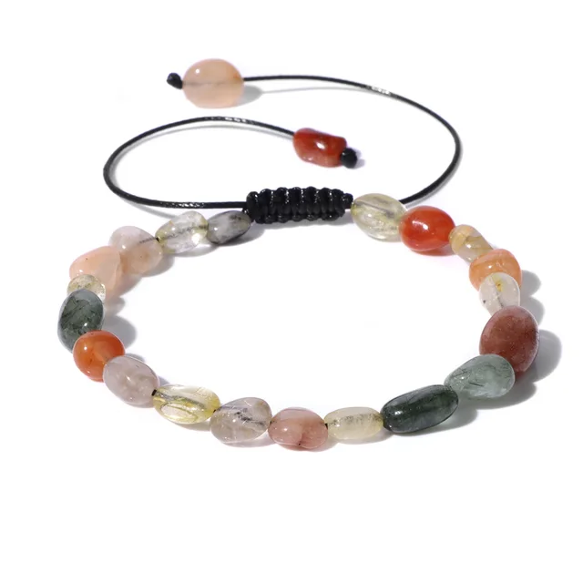 Natural Stone Traveling Irregular Beads Bracelet Men's Retro Simple Wax Line Woven Fk0484 - Shop at LoveMi