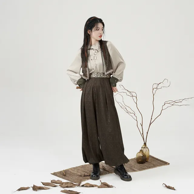 Embroidered Vest Cardigan Inner Wear Blouse Bloomers Suit - Shop at LoveMi