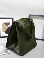 Simple Big Bag Soft Leather Large Capacity Shoulder Hand-held Tote - Green