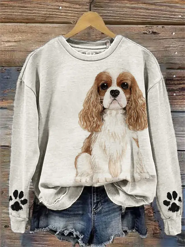 Animal Print Dog Men And Women Street Trendy Hoodless Sweater Jj2660Bg - Shop at LoveMi