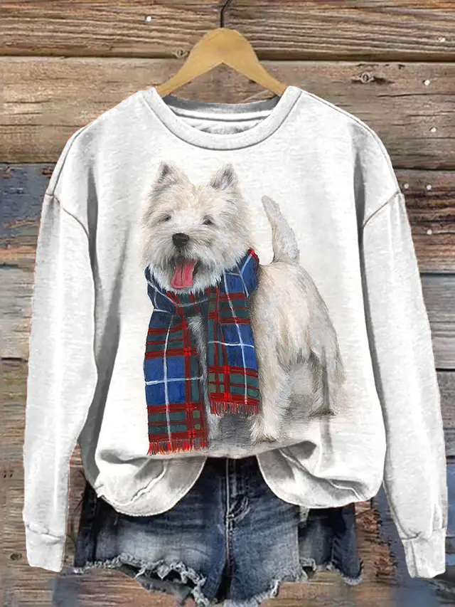 Animal Print Dog Men And Women Street Trendy Hoodless Sweater Lb2314Wt - Shop at LoveMi