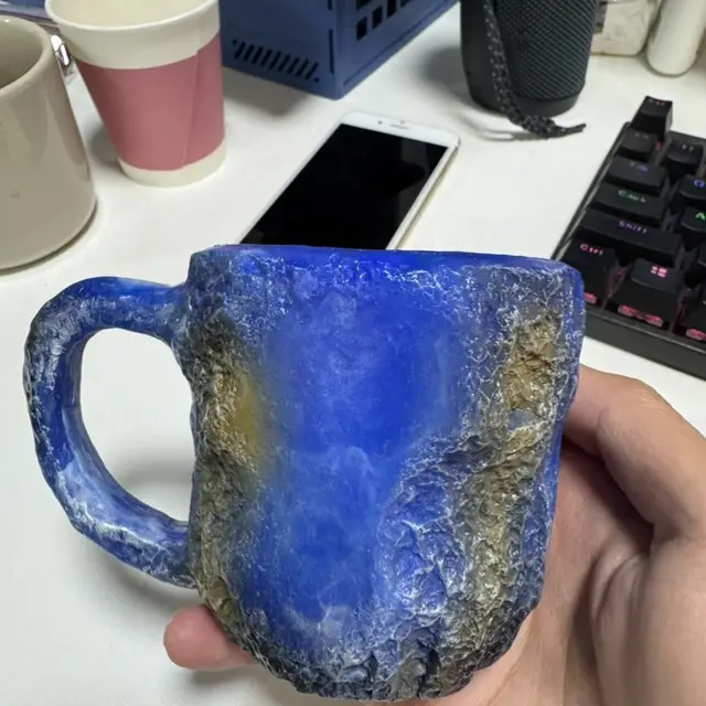 400ml Resin Mineral Crystal Coffee Mugs With Handles Elegant Fake Mineral Crystal Cup For Workplace Home Decor Christmas Gift Kitchen Gadgets Sky... Sky Blue - Shop at LoveMi