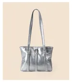 Fashion Summer Commute Style Tote Bag Personality Shoulder Bag - Silver