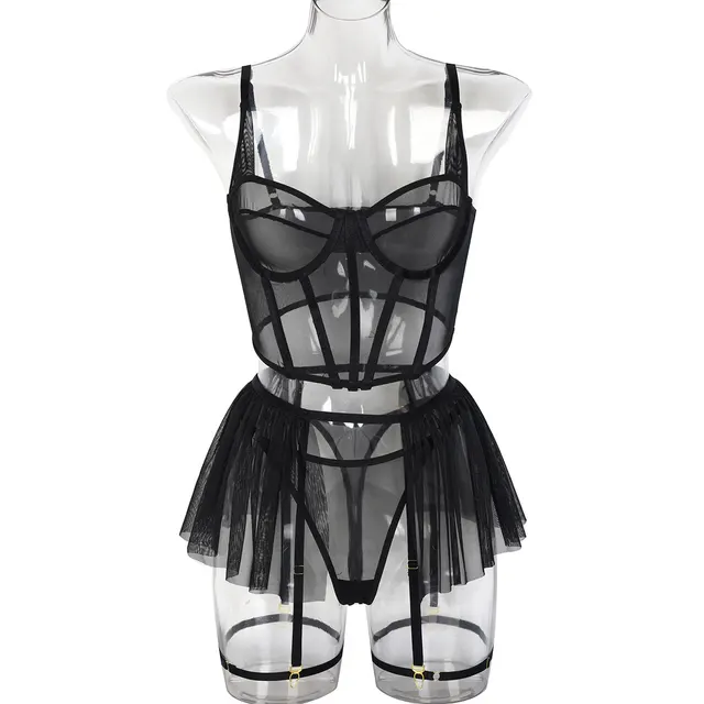 European And American INS Style Mesh Slimming See through Comfortable Suit Black - Shop at LoveMi