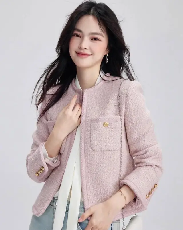 Classic Style Fall Winter Coat Girls Fashion Socialite Cardigan Top Pink - Shop at LoveMi