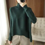 Women's Long-sleeved Sweater Plus Size Sweater - Dark Green