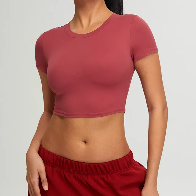 Slim Fit Short Yoga Clothing Top Cherry Red - Shop at LoveMi