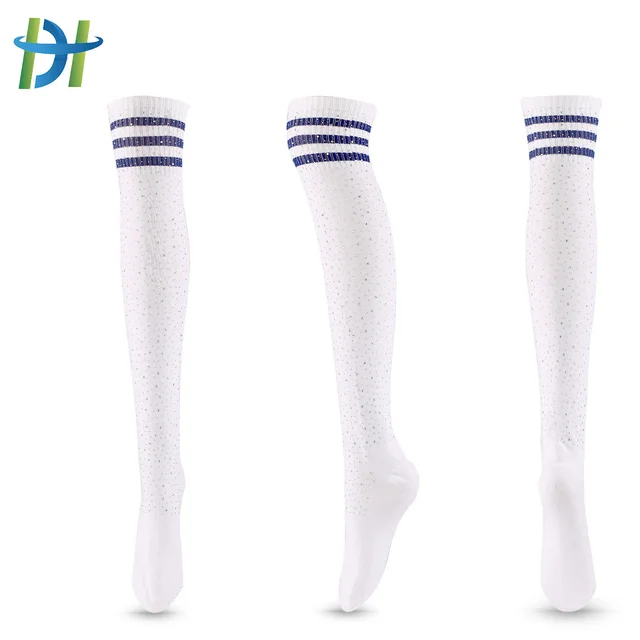 Diamond Stocking Women's Striped High Cotton Socks White Socks Blue 2 - Shop at LoveMi