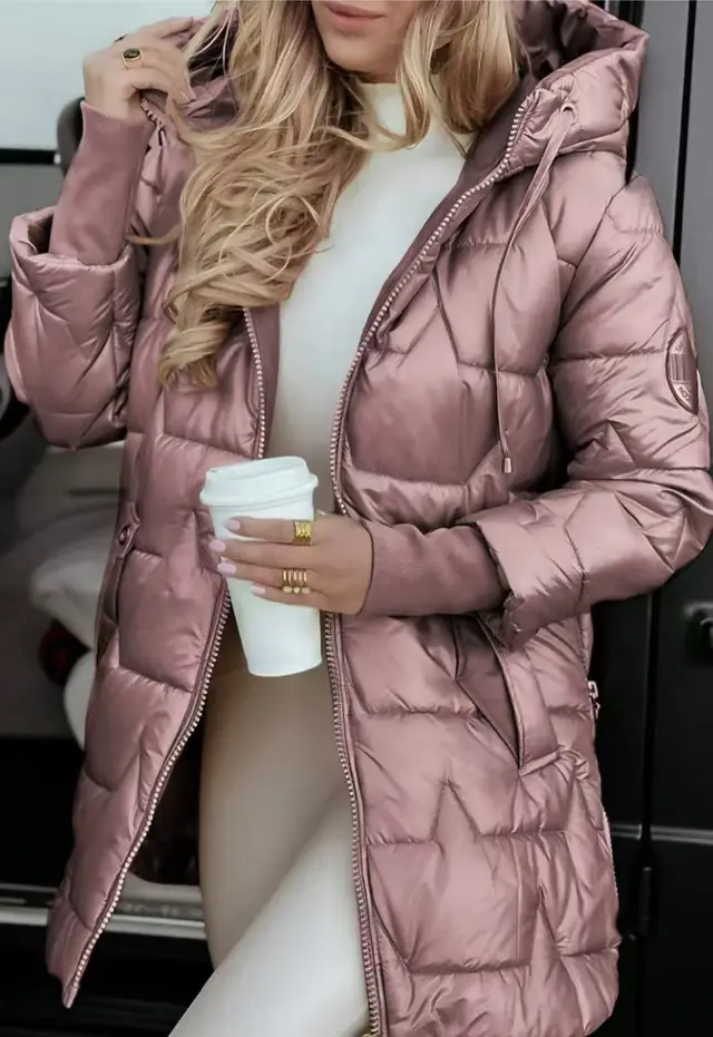 Elegant Winter Hooded Down Jacket Cardigan Coat Pink - Shop at LoveMi