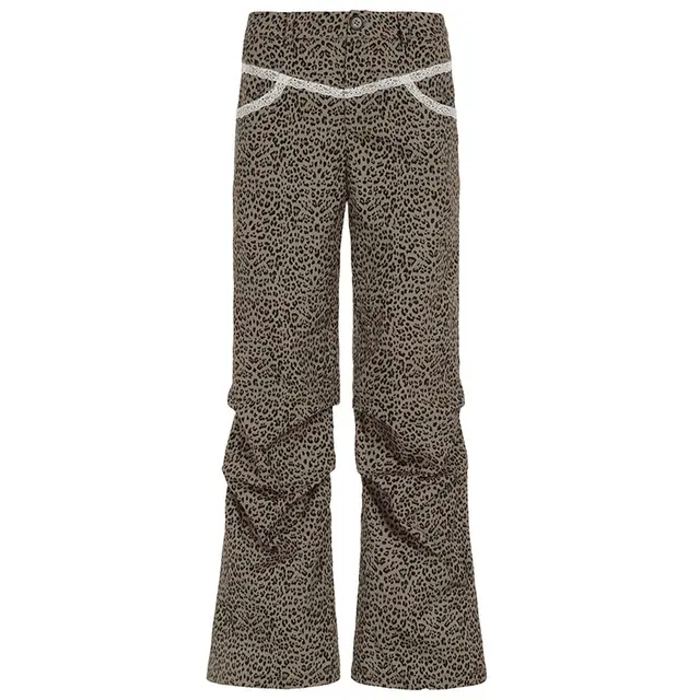 Slim Woven Leopard Print Casual Pants For Women Color - Shop at LoveMi