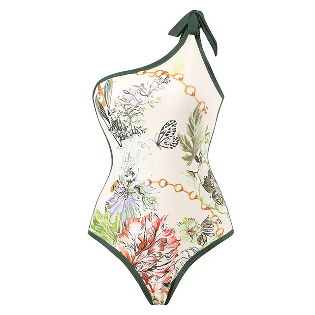 Elegant Printed Patchwork Contrast Color Beach Skirt Two piece Set Green Edge Jumpsuit - Shop at LoveMi