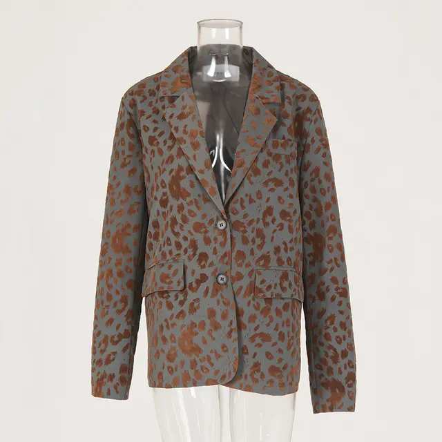 Leopard Print Casual High end Temperament Suit Wide Leg Pants Two piece Suit Top - Shop at LoveMi