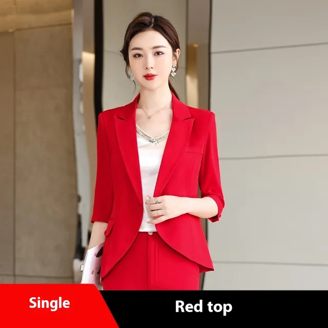White Collar Fashion Small Suit Half Sleeve Red Top - Shop at LoveMi