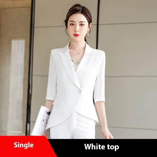 White Collar Fashion Small Suit Half Sleeve White Top - Shop at LoveMi
