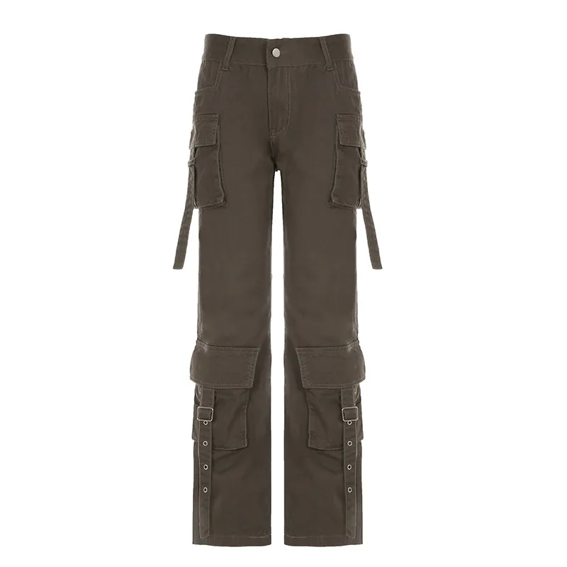 New American Style High Street Fashionable Multi pocket Denim Trousers Gray - Shop at LoveMi
