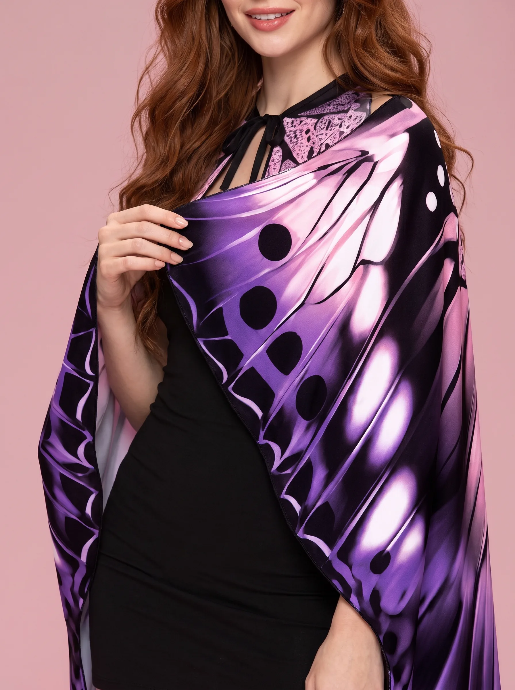 Butterfly Costume Wing Cape for Women - Pink and Purple - View 3