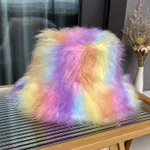Imitation Fur Women's Autumn And Winter Wild Long Fur Bucket Hat - Color Mixing-M - View 1