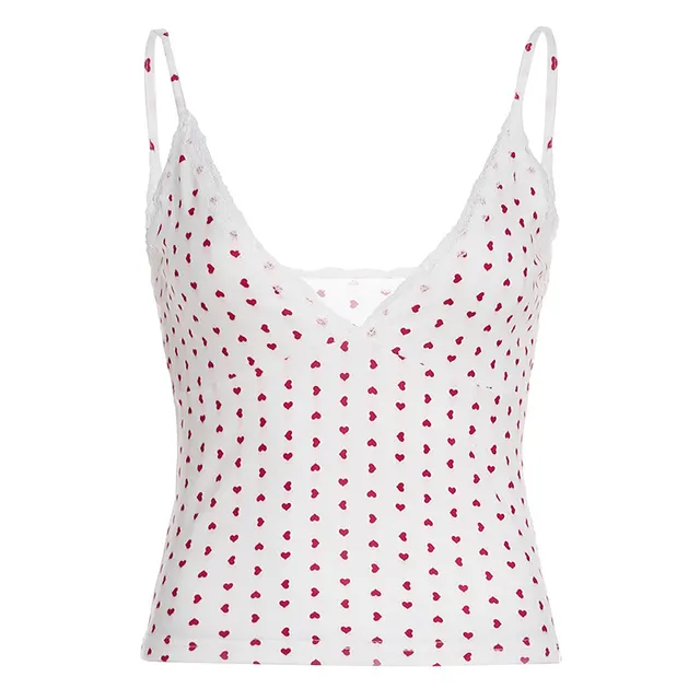 INS Pure Desire Wind Love Polka Dot Lace Top With Narrow Straps White - Shop at LoveMi