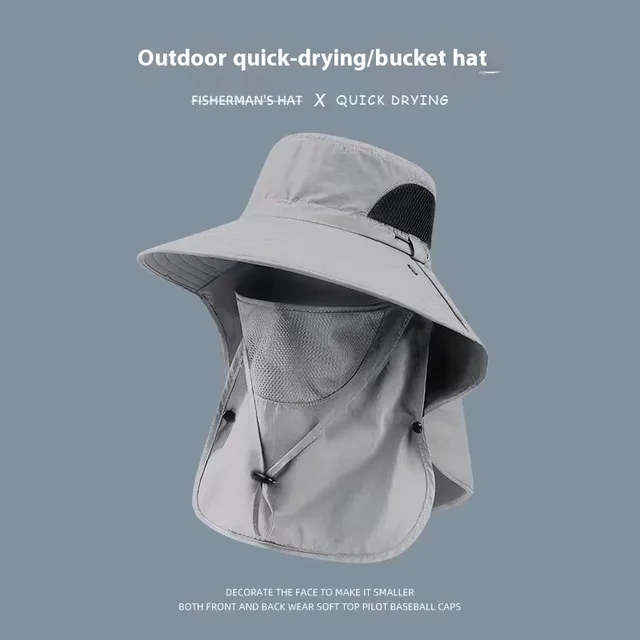 Face Cover Neck Protection Summer Big Brim UV Protection Sun Hat Light Gray - Shop at LoveMi