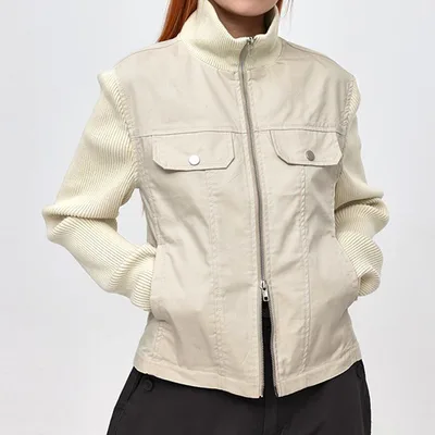 European And American Street Niche High grade Locomotive Style Jacket Beige - Shop at LoveMi
