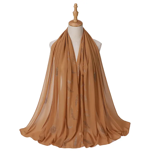 Indonesian Rhinestone Closed toe Scarf Women's Fashion Wrap Scarf Camel - Shop at LoveMi