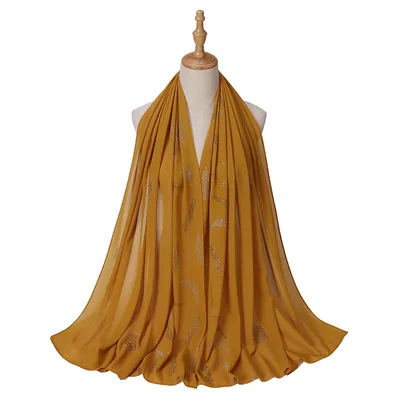 Indonesian Rhinestone Closed toe Scarf Women's Fashion Wrap Scarf Ginger Yellow - Shop at LoveMi