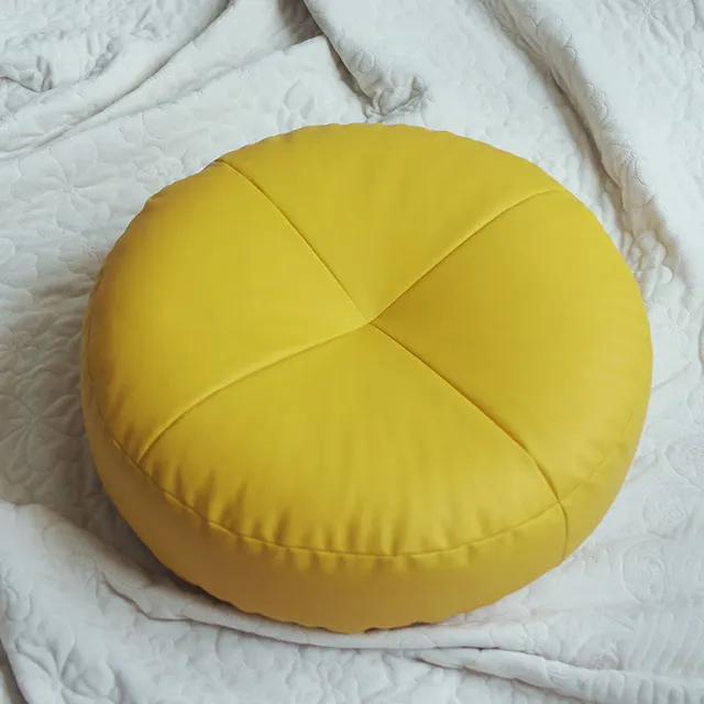 Cushion Ground Futon Leather Japanese Style Lazy Sofa Tatami Cushion ♣Round Yellow - Shop at LoveMi